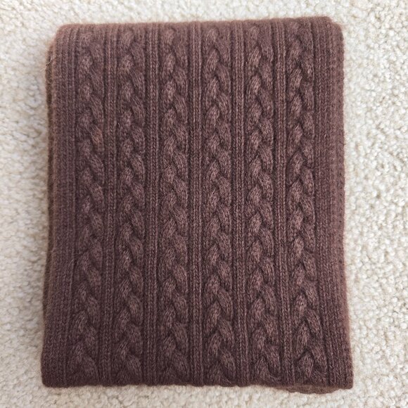 Accessories - Brown Cashmere Cable Knit Scarf
